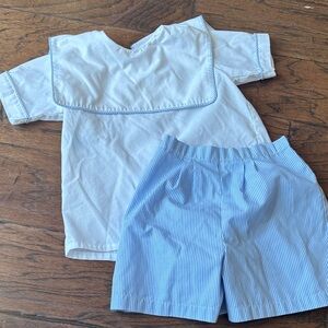 Classic Sailor-Style Kids Matching Set in Light Blue